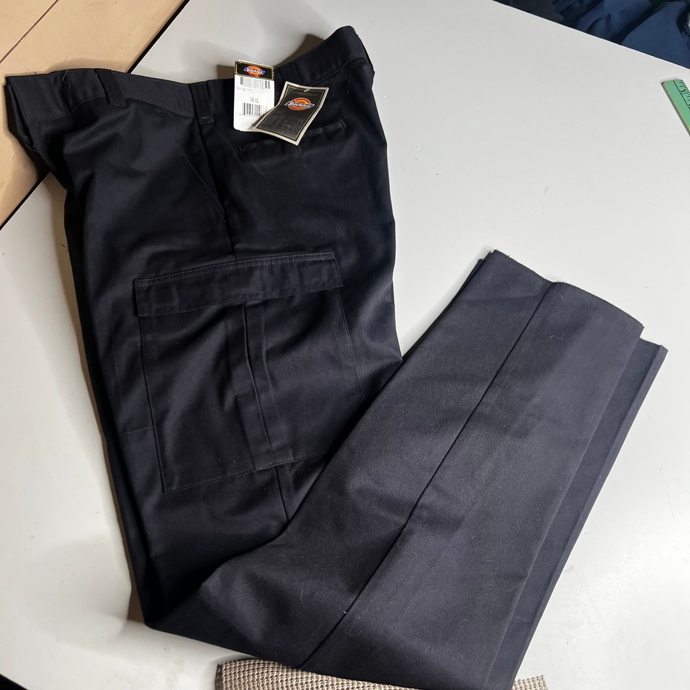 Dickies Mens Tactical Cargo Pants Black 36 UL Unfinished Hem Work Trousers NEW